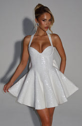 Georgette Mini Dress - Ivory Dress Babyboo Fashion Premium Exclusive Design